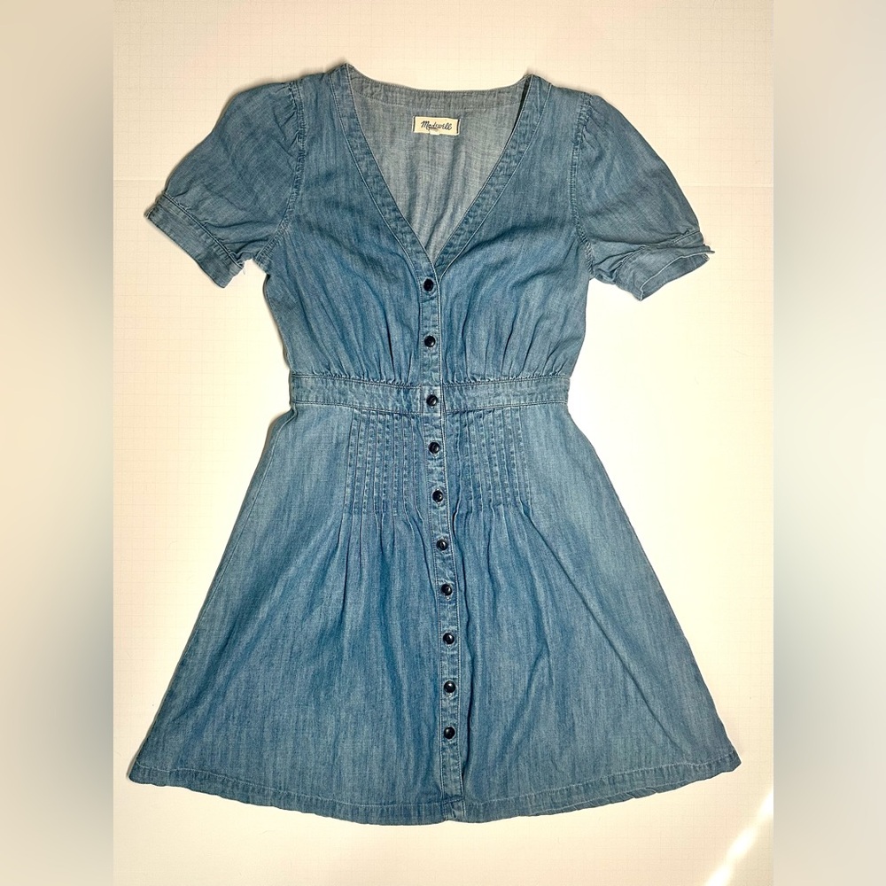 Madewell Dress Size 2 Women Blue Denim Daylily Chambray Button Down Short Sleeve